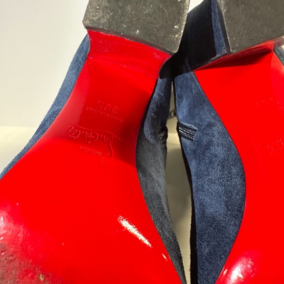 Christian Louboutin Tiagadaboot 100 Navy Veau Velours size 36.5 - Picture 6 of 6